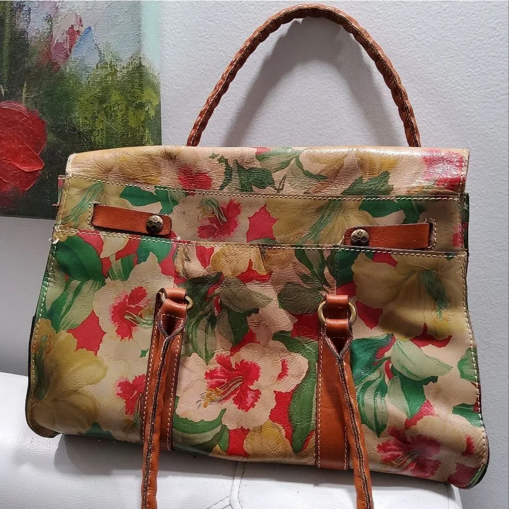 Patricia Nash Vienna Floral Painted Leather Satchel